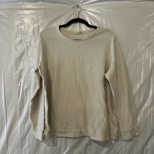 Eileen Fisher Cream Long Sleeve Cotton Light Sweatshirt Size XL